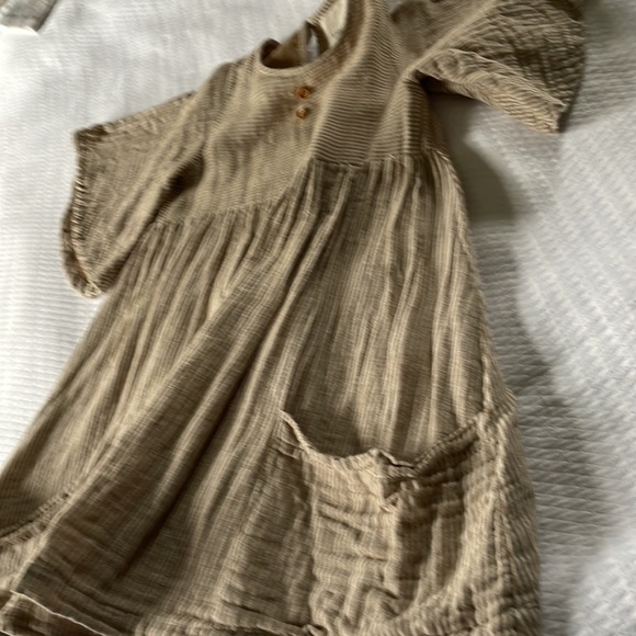 Vingnette Brown Striped Gauzey Dress - Picture 3 of 5